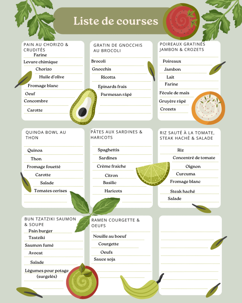 liste de courses semaine 40